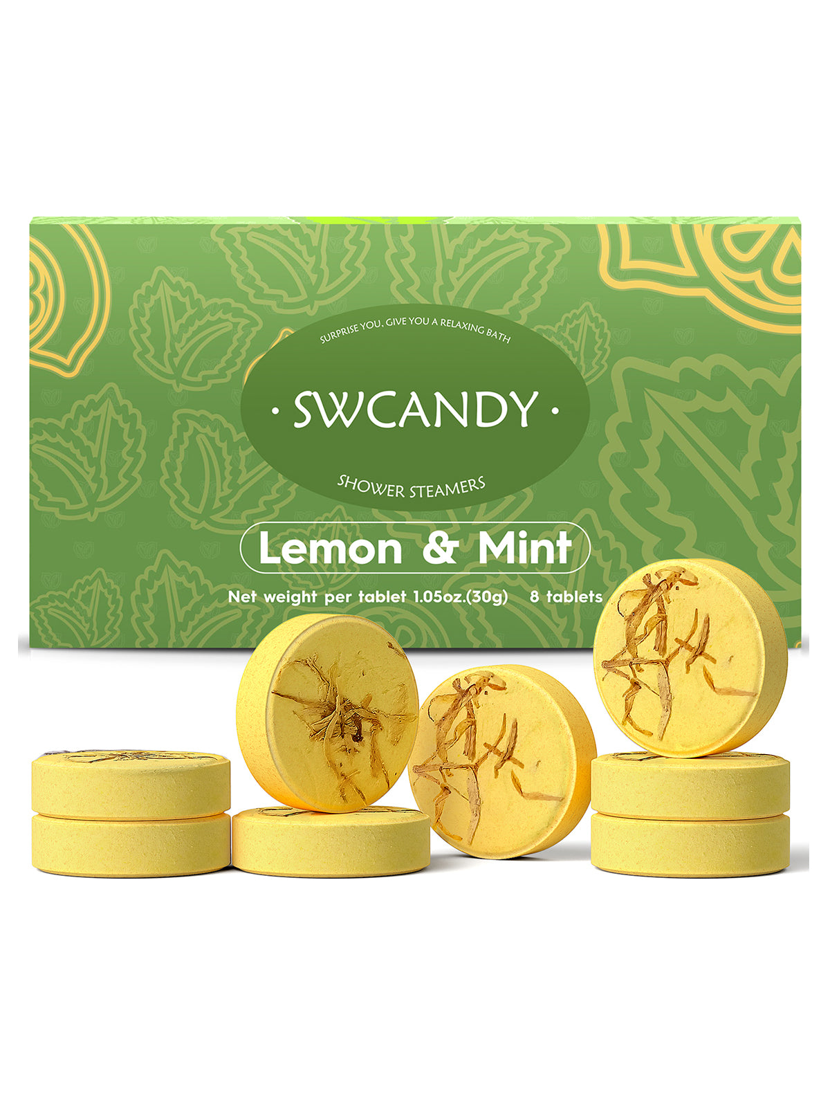 Swcandy Aromatherapy Shower Steamers Gifts Lemon Mint 8 Pcs