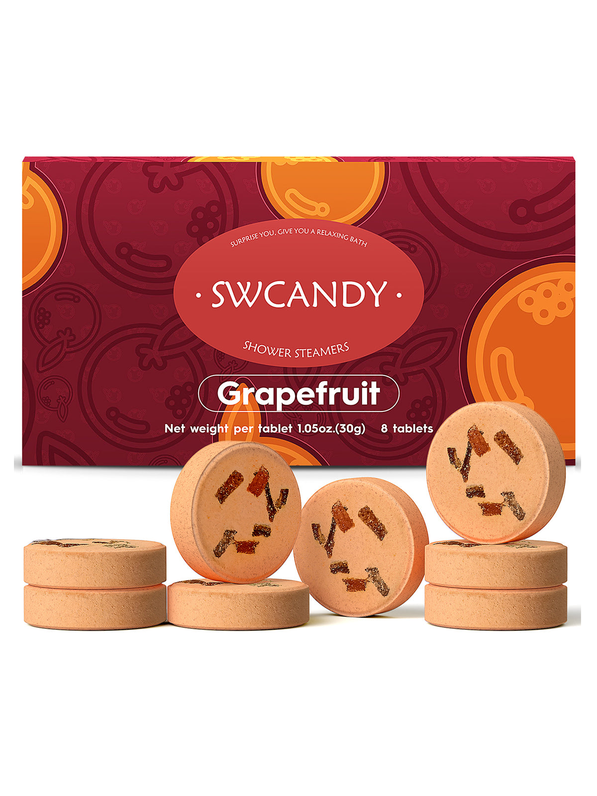 Swcandy Aromatherapy Shower Steamers Gifts Grapefruit 8 Pcs