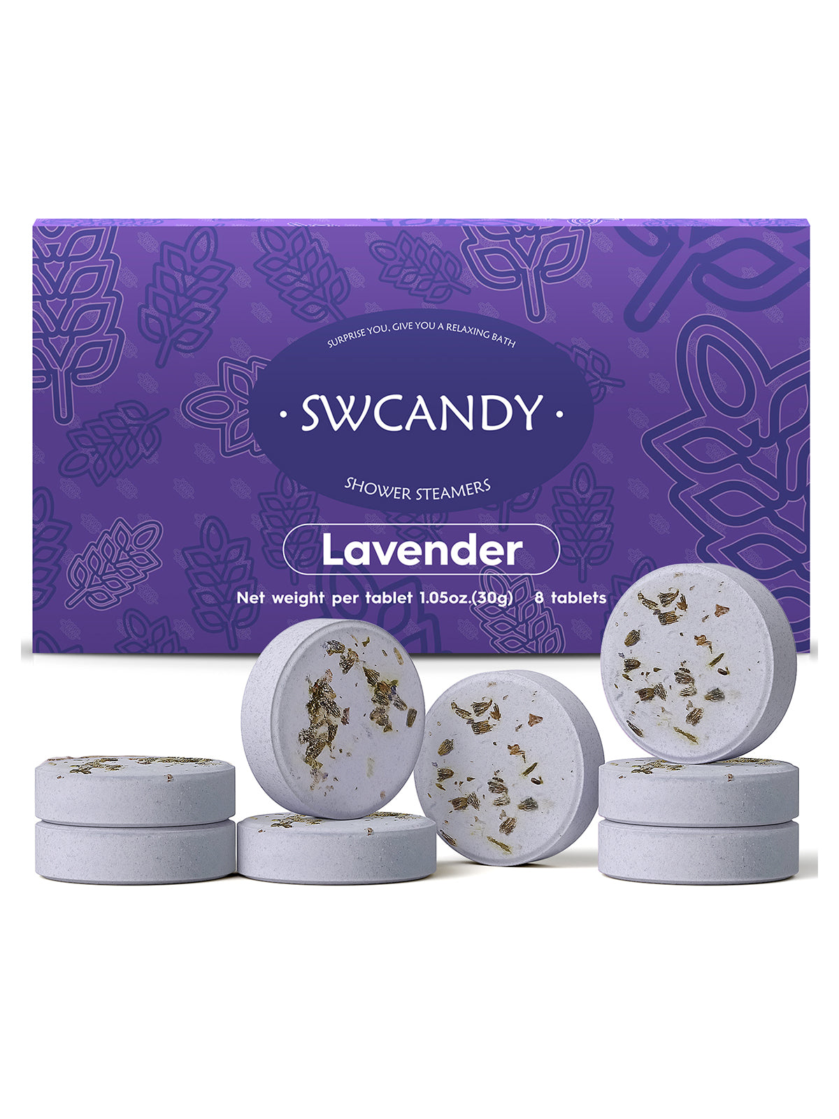 Swcandy Aromatherapy Shower Steamers Gifts Lavender 8 Pcs