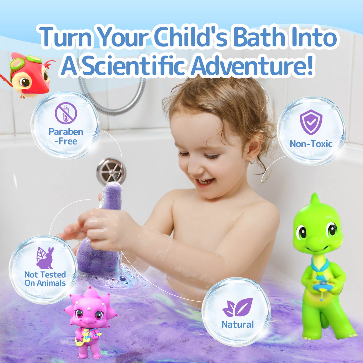 Kids Bath Bombs Potions, SWCANDY 6 Pack PURPLE Bubble Bath Toys Tub for Kid Colorful Fizzy Fun, Cool Foam Kit Color Scientific Magical Nontoxic Fizzes Eruption Girls Toddler stocking stuffers Christmas Gifts