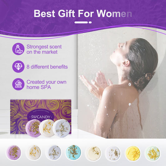 Swcandy 8 Pcs Aromatherapy Shower Steamers Gifts Set Lavender